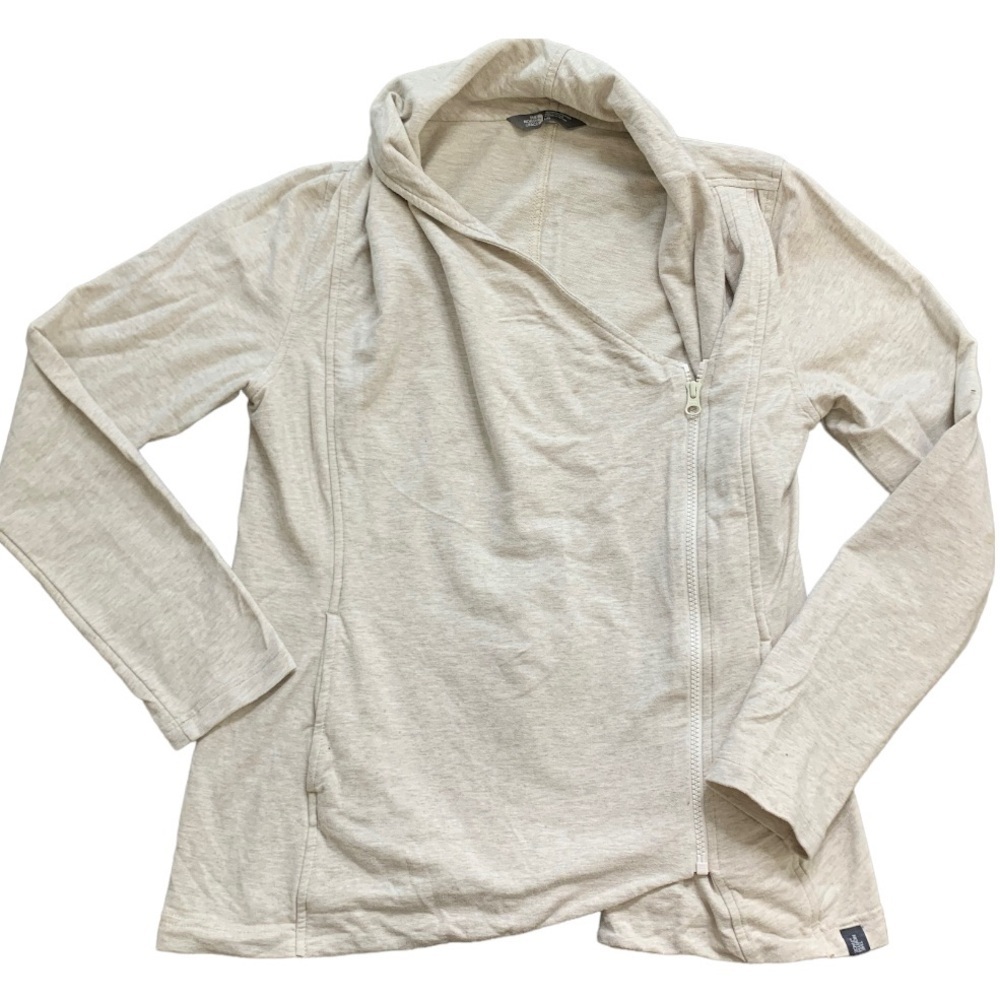 THE NORTH FACE Sweater Jacket With Side Zipper Detail & Pockets Oatmeal Sz Large